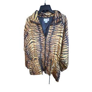 Vintage Lady Bear Womens Silk Tiger Print Jacket M
